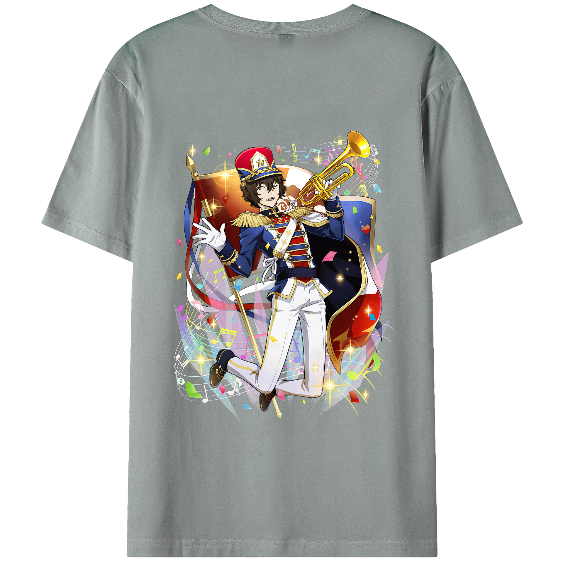 （画像用） 文豪ストレイドッグス Bungo Stray Dogs 綿100％ メンズ半袖Tシャツ（バックプリント） 通気性